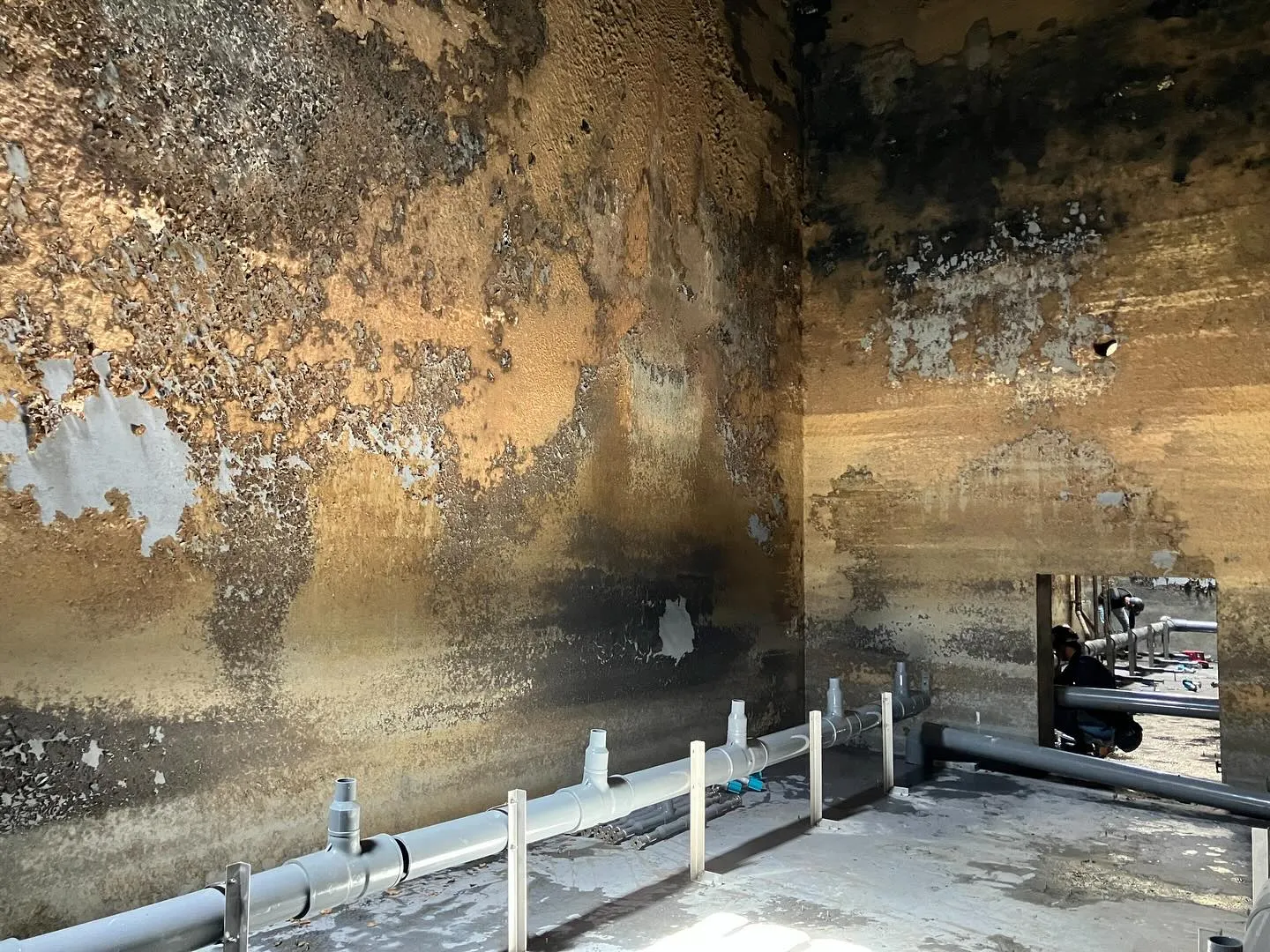 定期依頼の浄化槽清掃✨壁に付着した茶色い汚泥も排水には必要な...